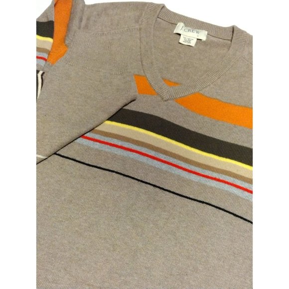 J. Crew Men's Brown Striped Cotton-Wool Blend Long Sleeve Large‎ Sweater - Picture 1 of 4